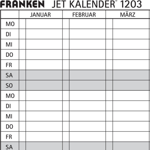 Jahresplaner Jet 1203 120 x 90 cm FRANKEN JK1203 Produktbild Detaildarstellung XL