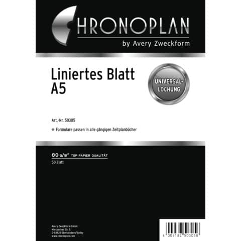 Notizblatt A5 50 Blatt liniert CHRONOPLAN 50305 Produktbild